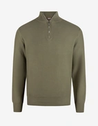 Half Zip Tröja Bomull Strukturstickad Grön