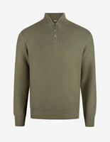 Half Zip Tröja Bomull Strukturstickad Grön
