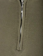 Half Zip Tröja Bomull Strukturstickad Grön