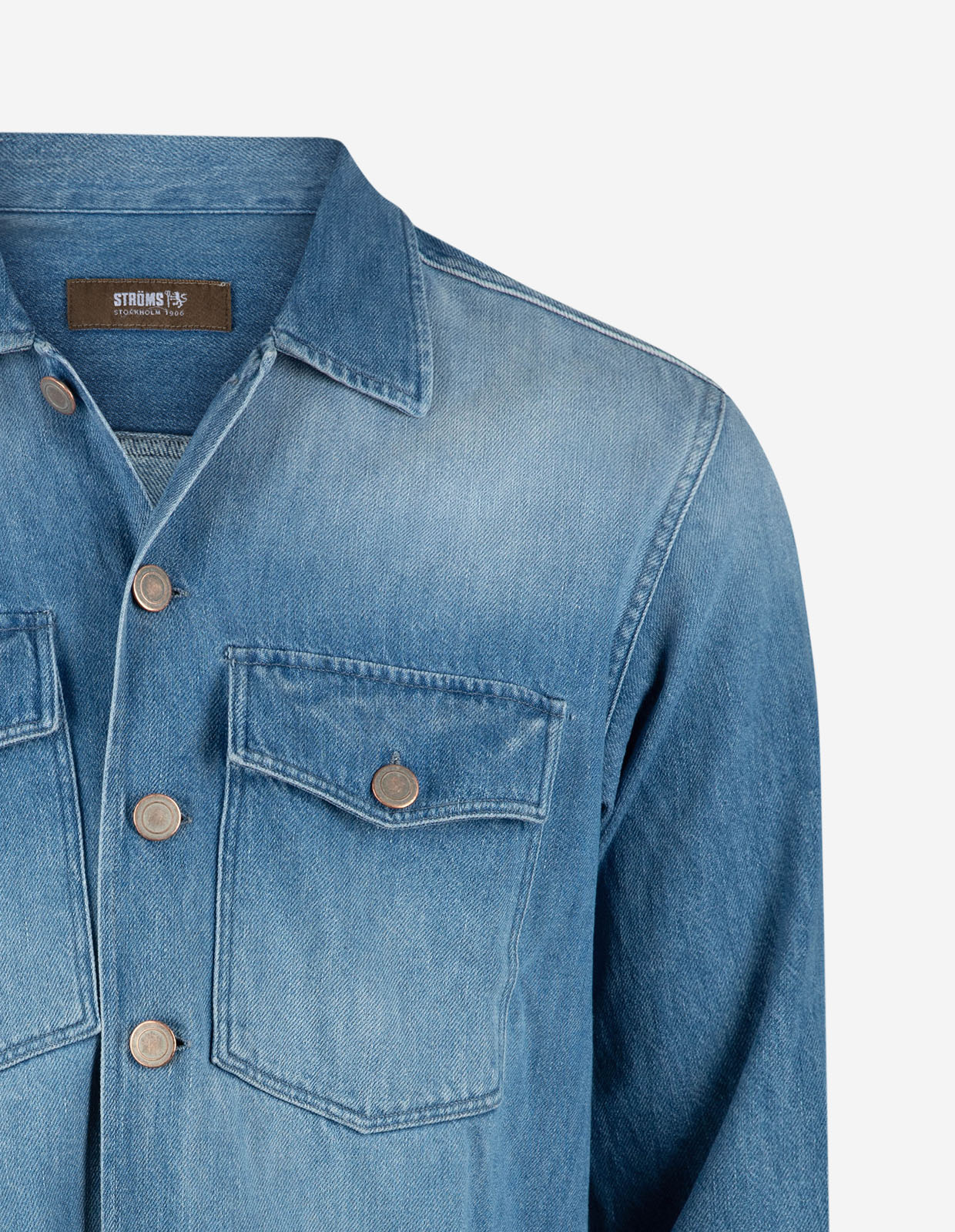 Overshirt Casual Fit Tvättad Denim Blå