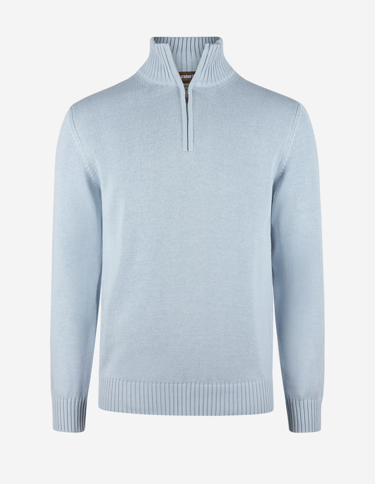 Half Zip Chunky Tröja Bomull Ljusblå