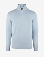 Half Zip Chunky Tröja Bomull Ljusblå