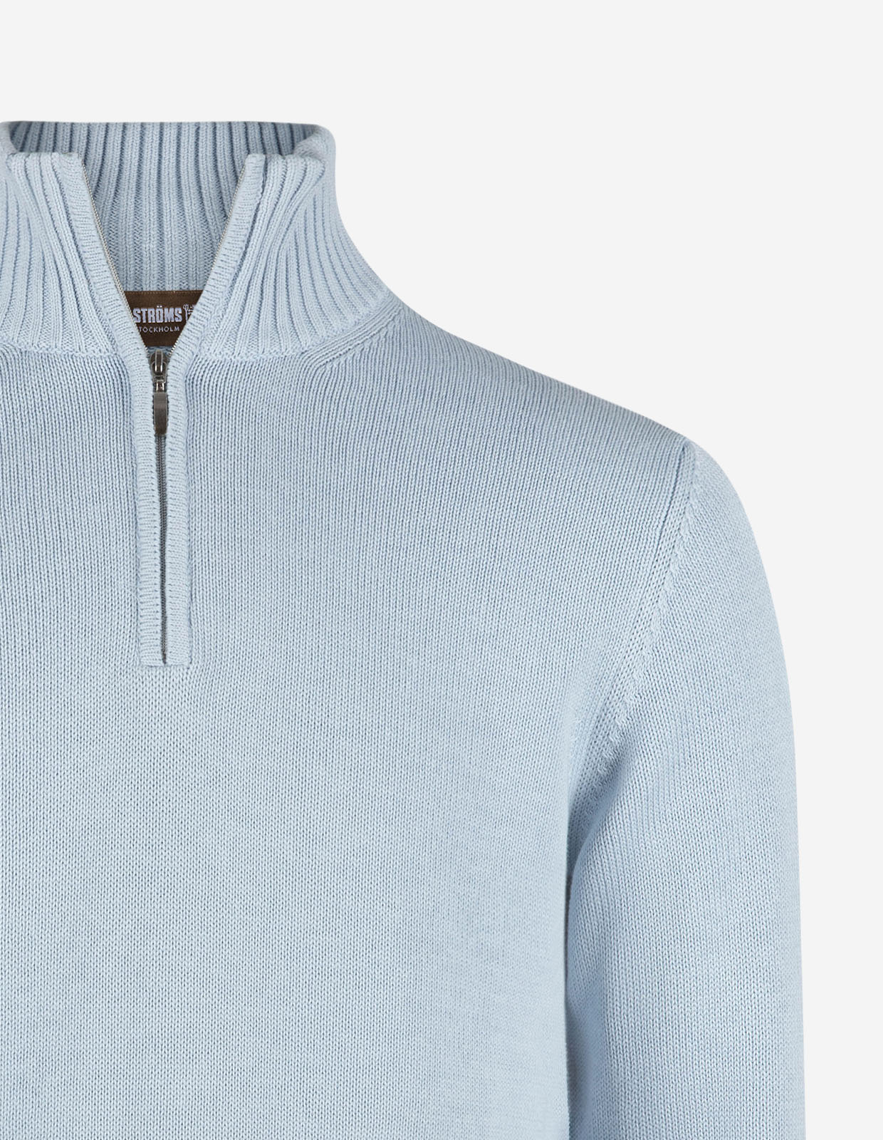 Half Zip Chunky Tröja Bomull Ljusblå