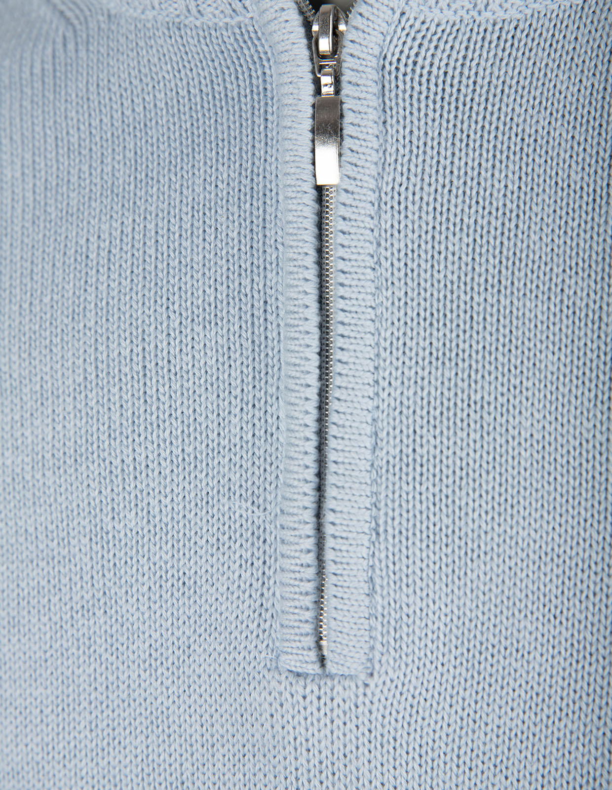 Half Zip Chunky Tröja Bomull Ljusblå