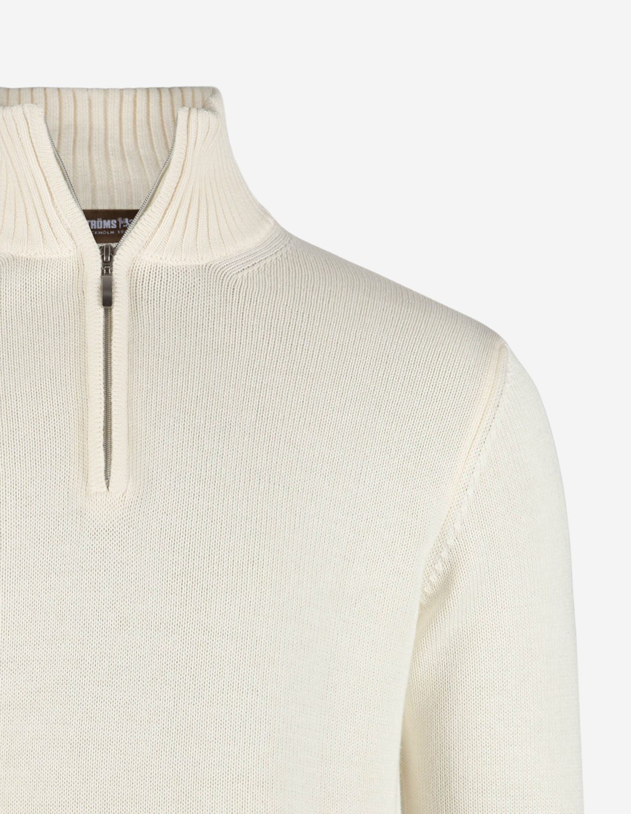 Half Zip Chunky Tröja Bomull Benvit