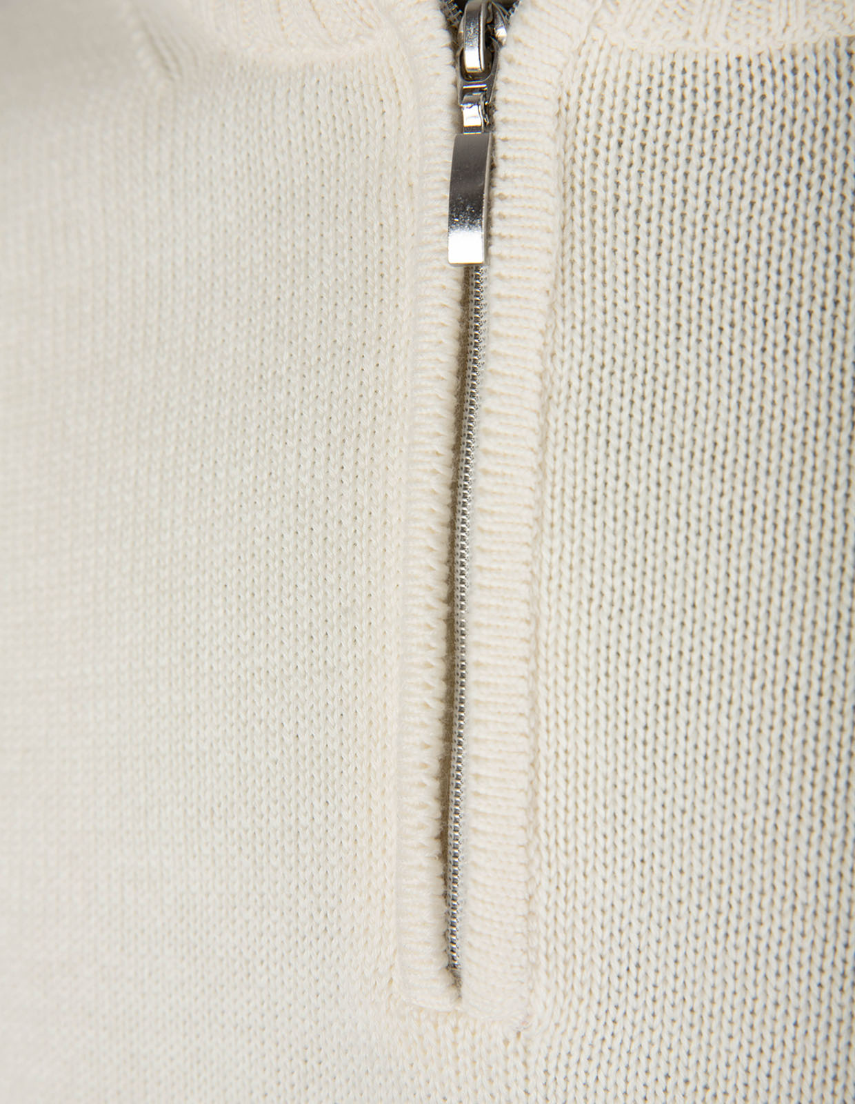 Half Zip Chunky Tröja Bomull Benvit