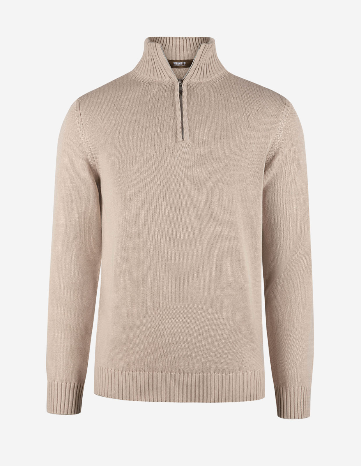 Half Zip Chunky Tröja Bomull Beige