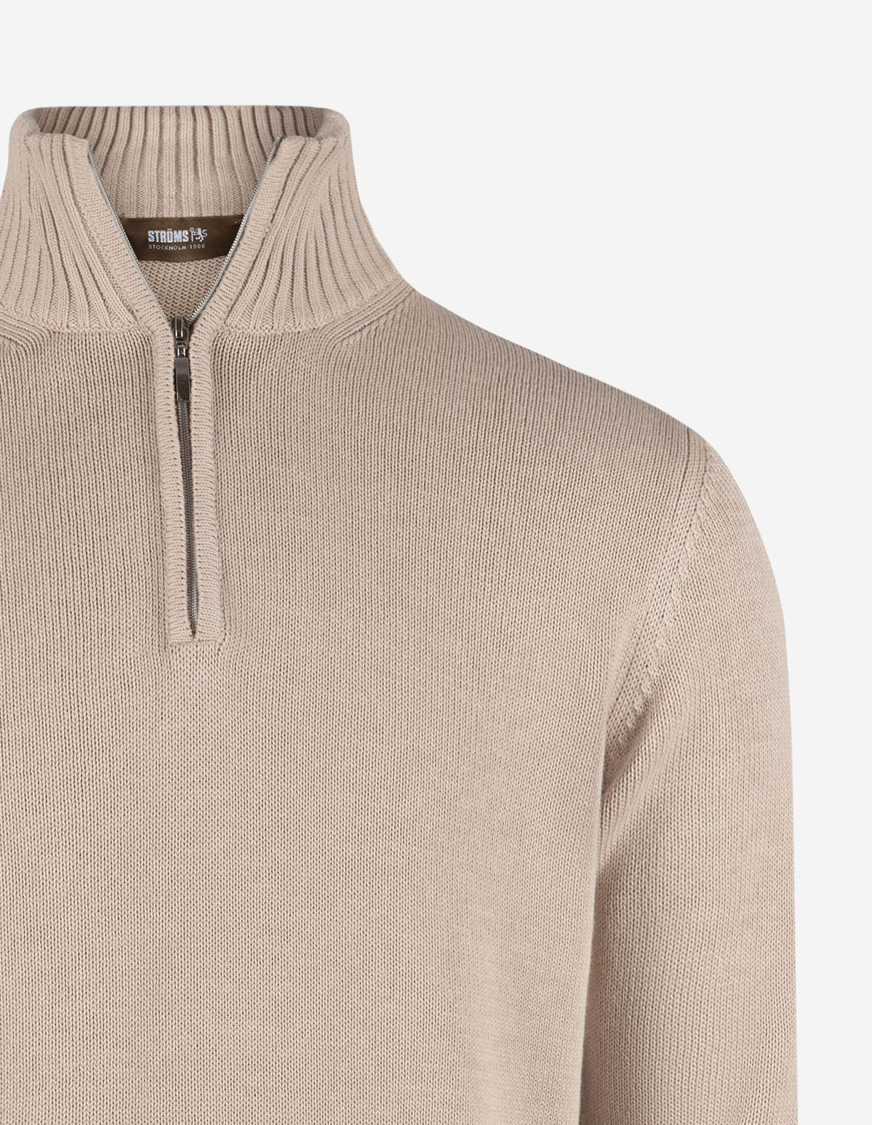Half Zip Chunky Tröja Bomull Beige