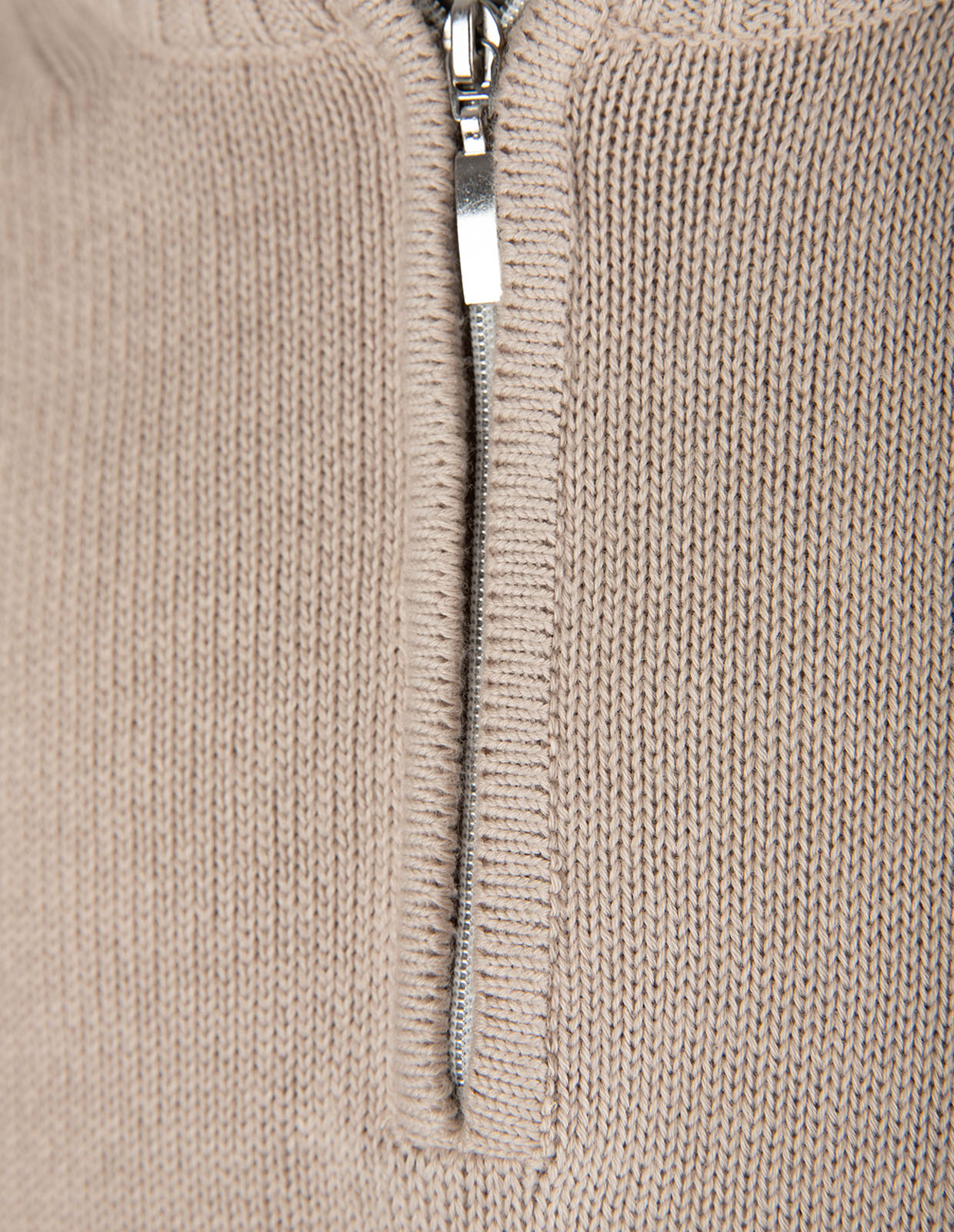 Half Zip Chunky Tröja Bomull Beige