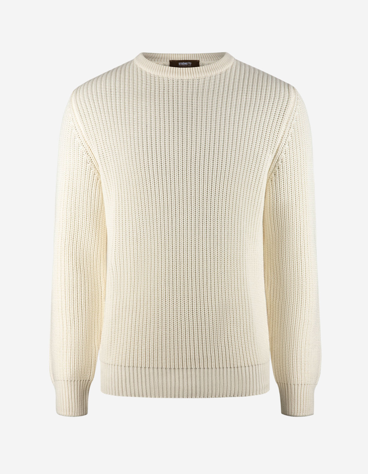 Fisherman Tröja Rundhals Bomull Benvit