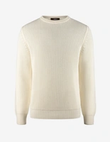 Fisherman Tröja Rundhals Bomull Benvit