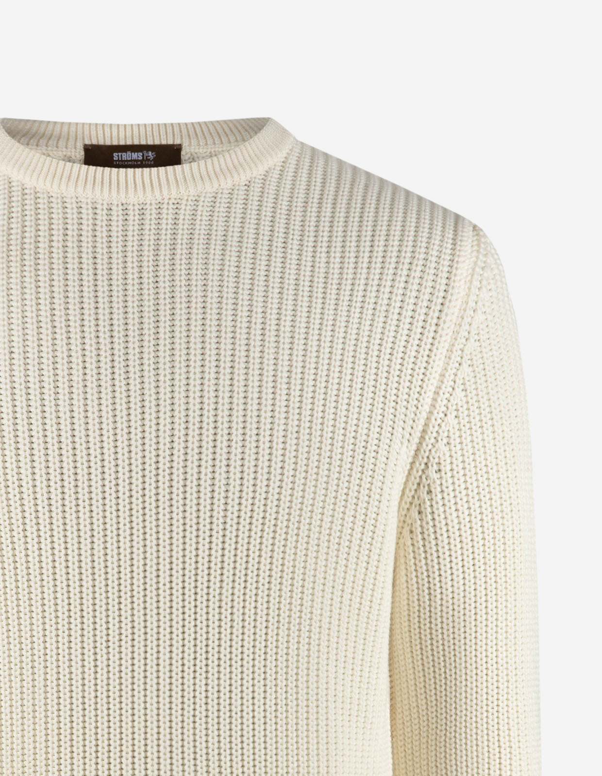 Fisherman Tröja Rundhals Bomull Benvit