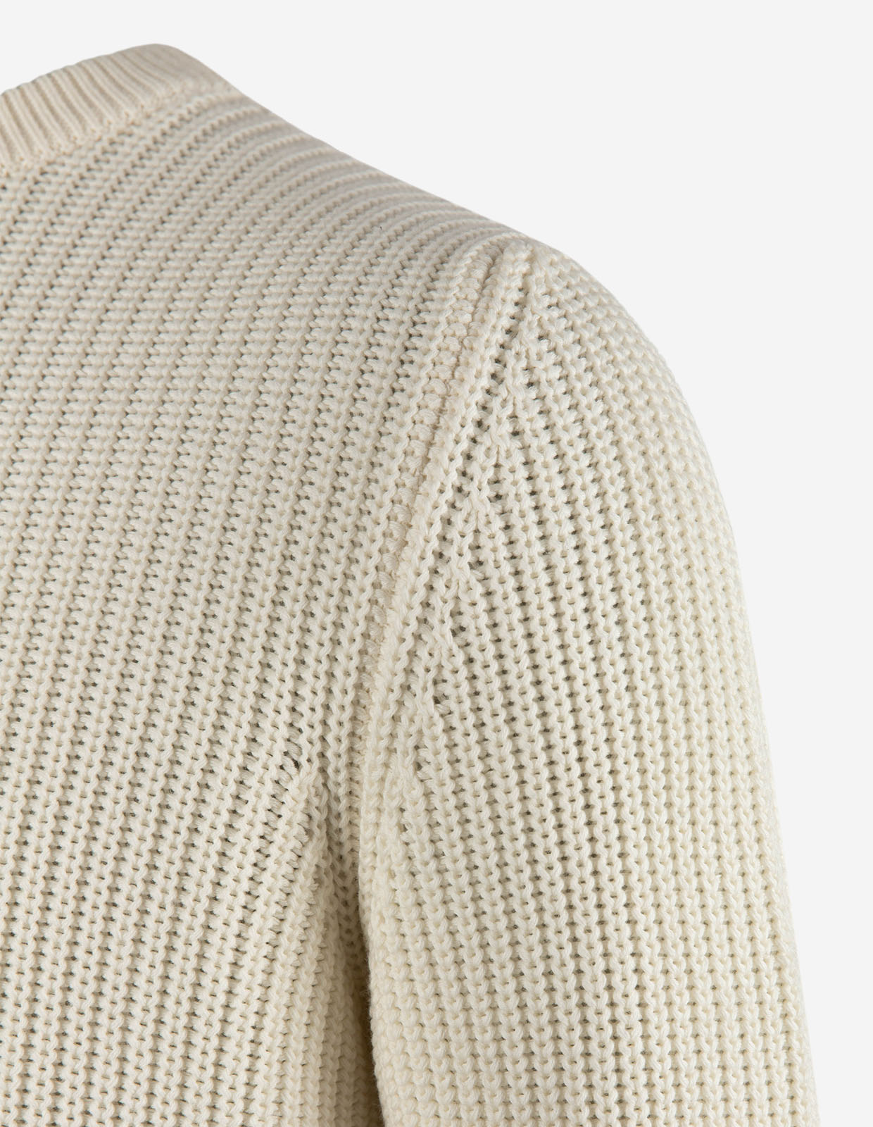 Fisherman Tröja Rundhals Bomull Benvit