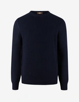 Fisherman Tröja Rundhals Bomull Navy