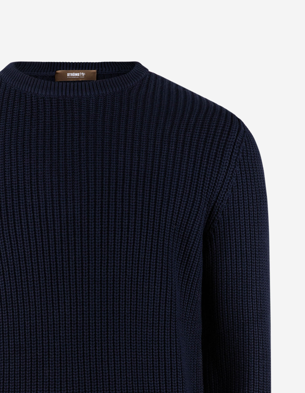 Fisherman Tröja Rundhals Bomull Navy
