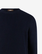 Fisherman Tröja Rundhals Bomull Navy