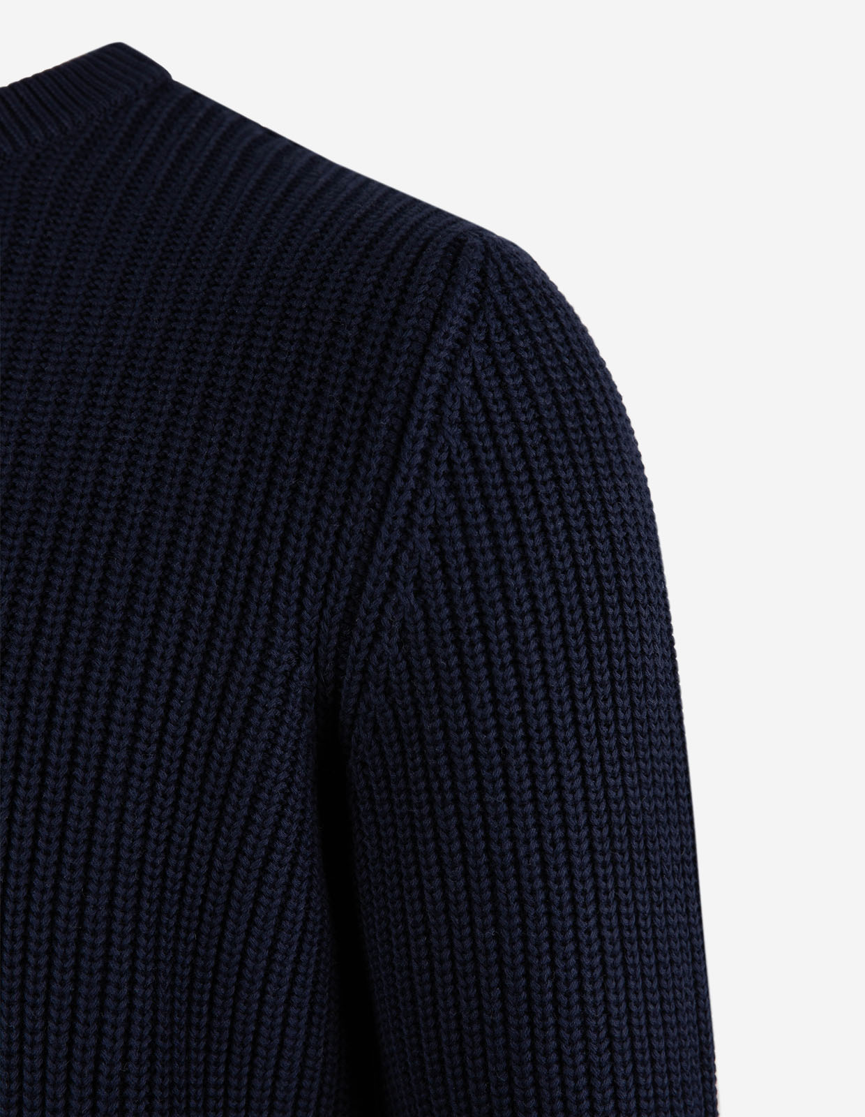 Fisherman Tröja Rundhals Bomull Navy