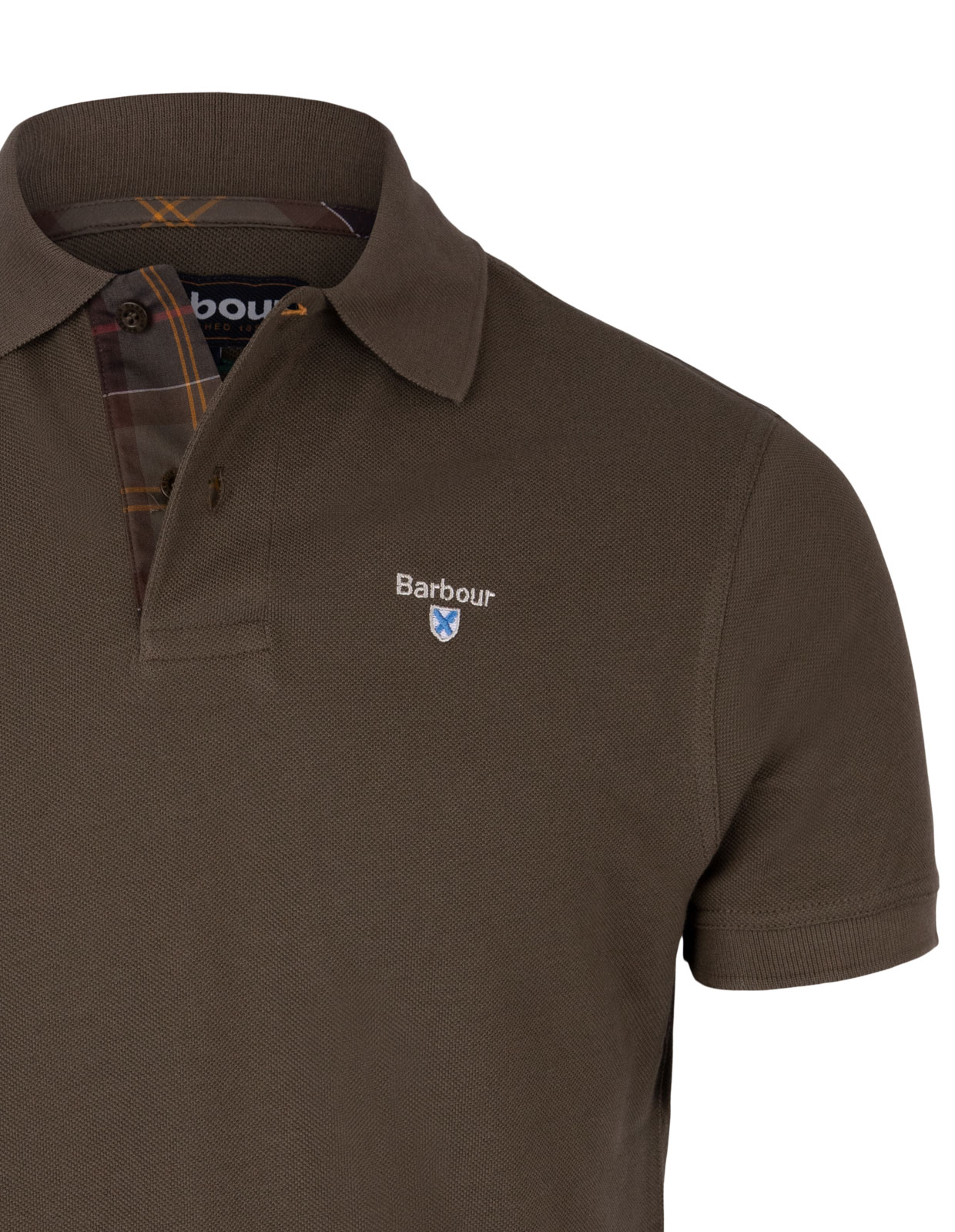 Barbour Tartan Pique Polo Shirt OL Olive/Classic Stl XL