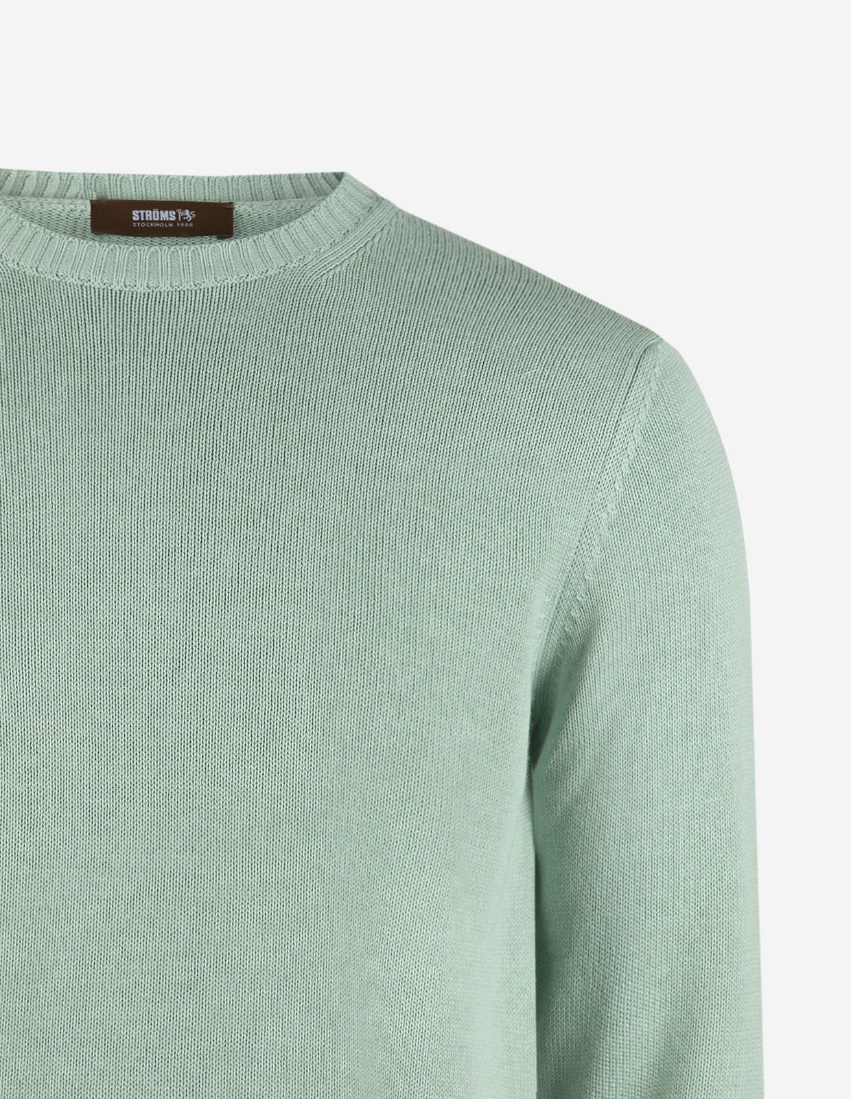 Rundhals Chunky Tröja Bomull Ljusgrön