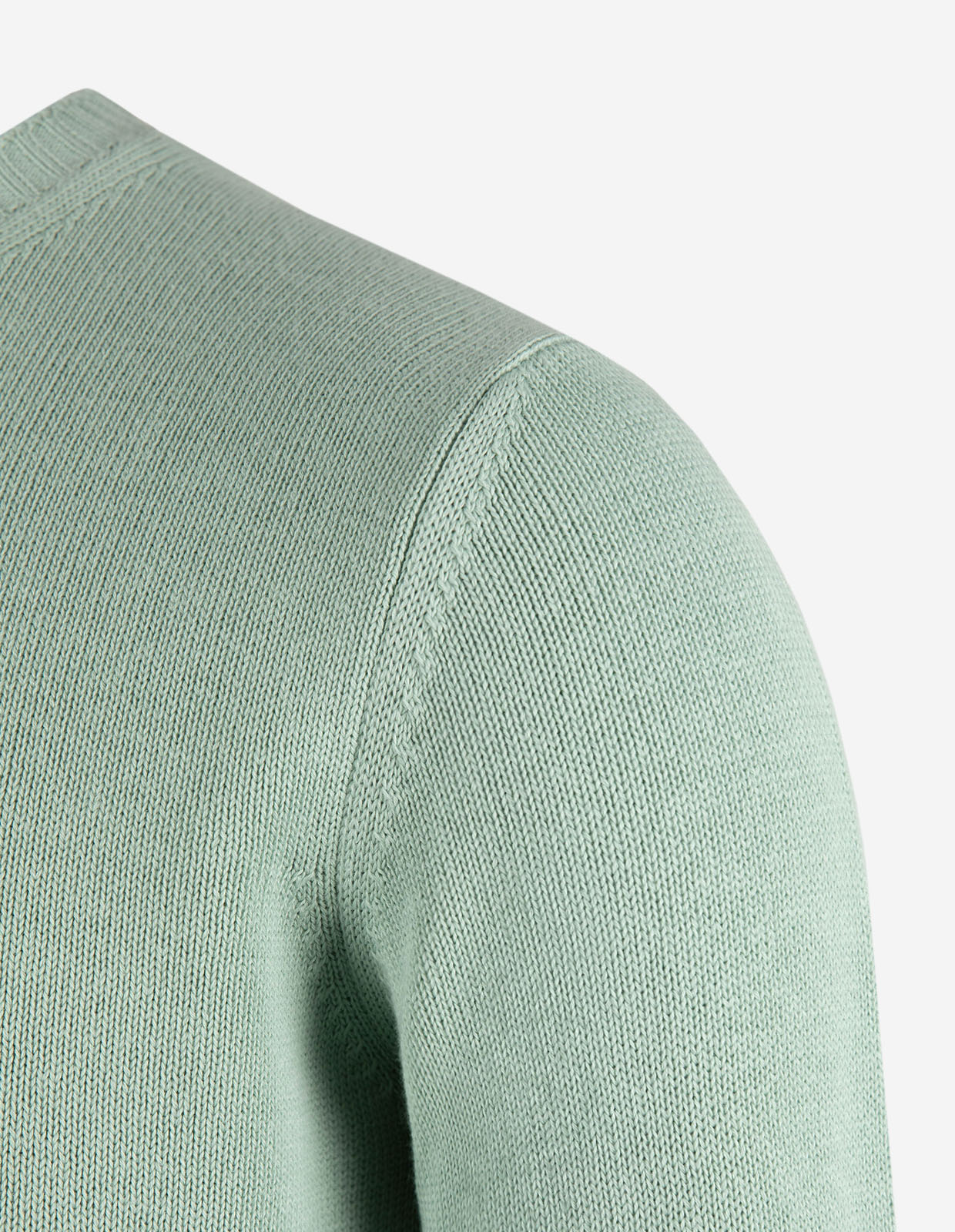 Rundhals Chunky Tröja Bomull Ljusgrön