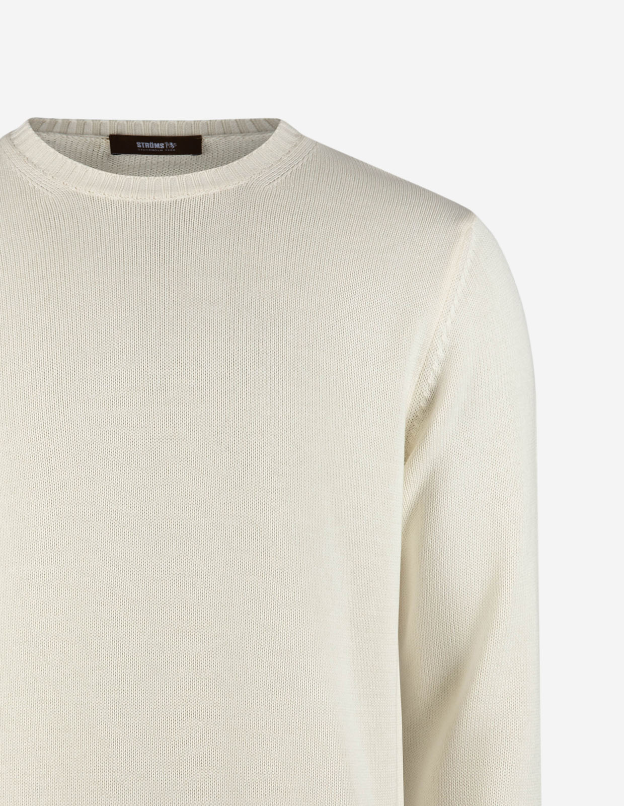 Rundhals Chunky Tröja Bomull Benvit