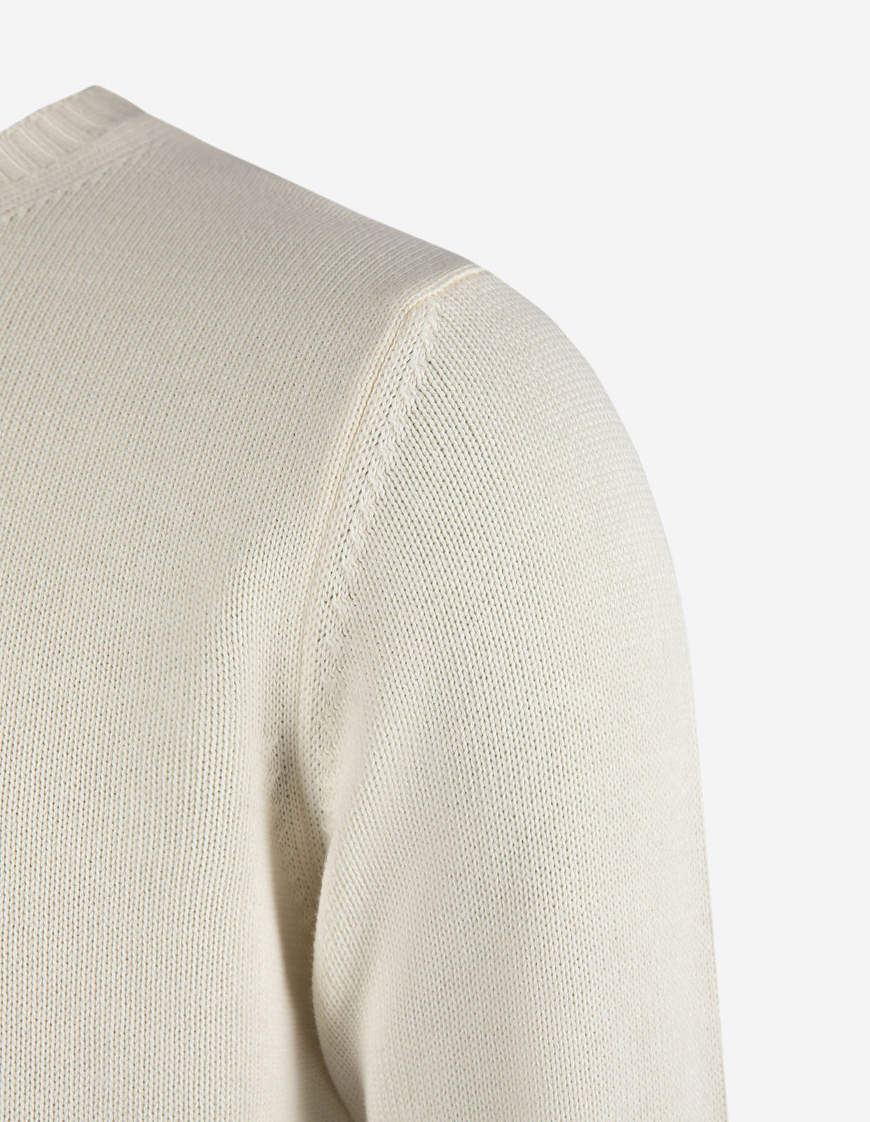 Rundhals Chunky Tröja Bomull Benvit
