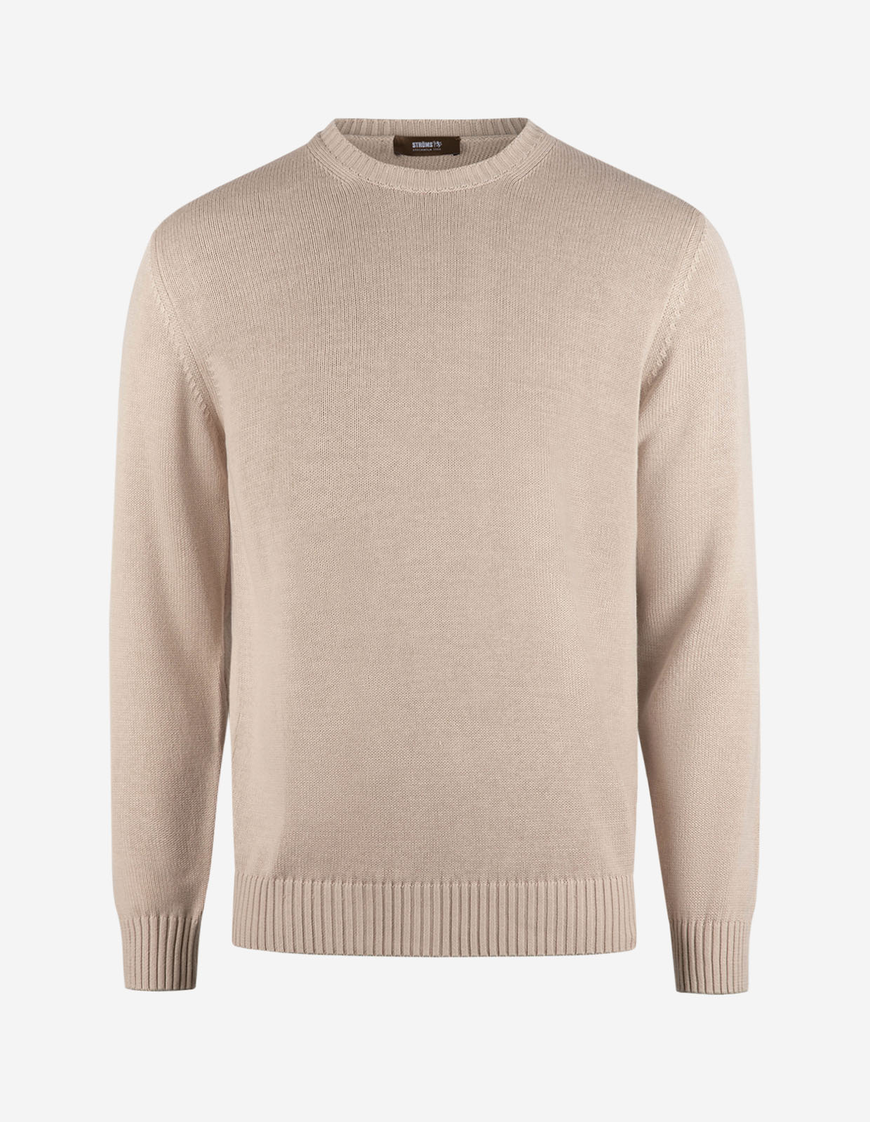 Rundhals Chunky Tröja Bomull Beige