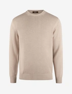 Rundhals Chunky Tröja Bomull Beige