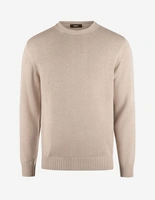 Rundhals Chunky Tröja Bomull Beige