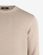 Rundhals Chunky Tröja Bomull Beige