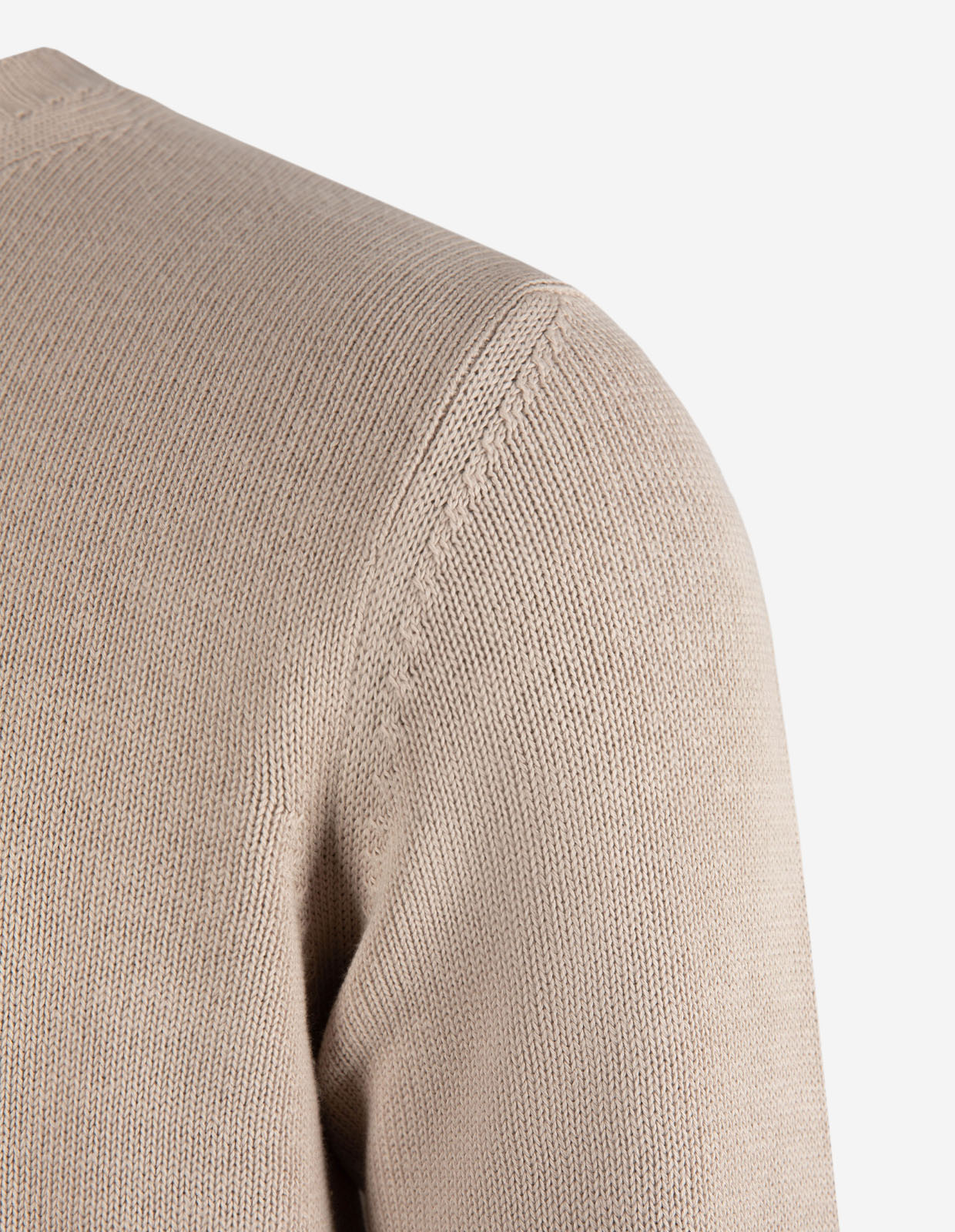 Rundhals Chunky Tröja Bomull Beige