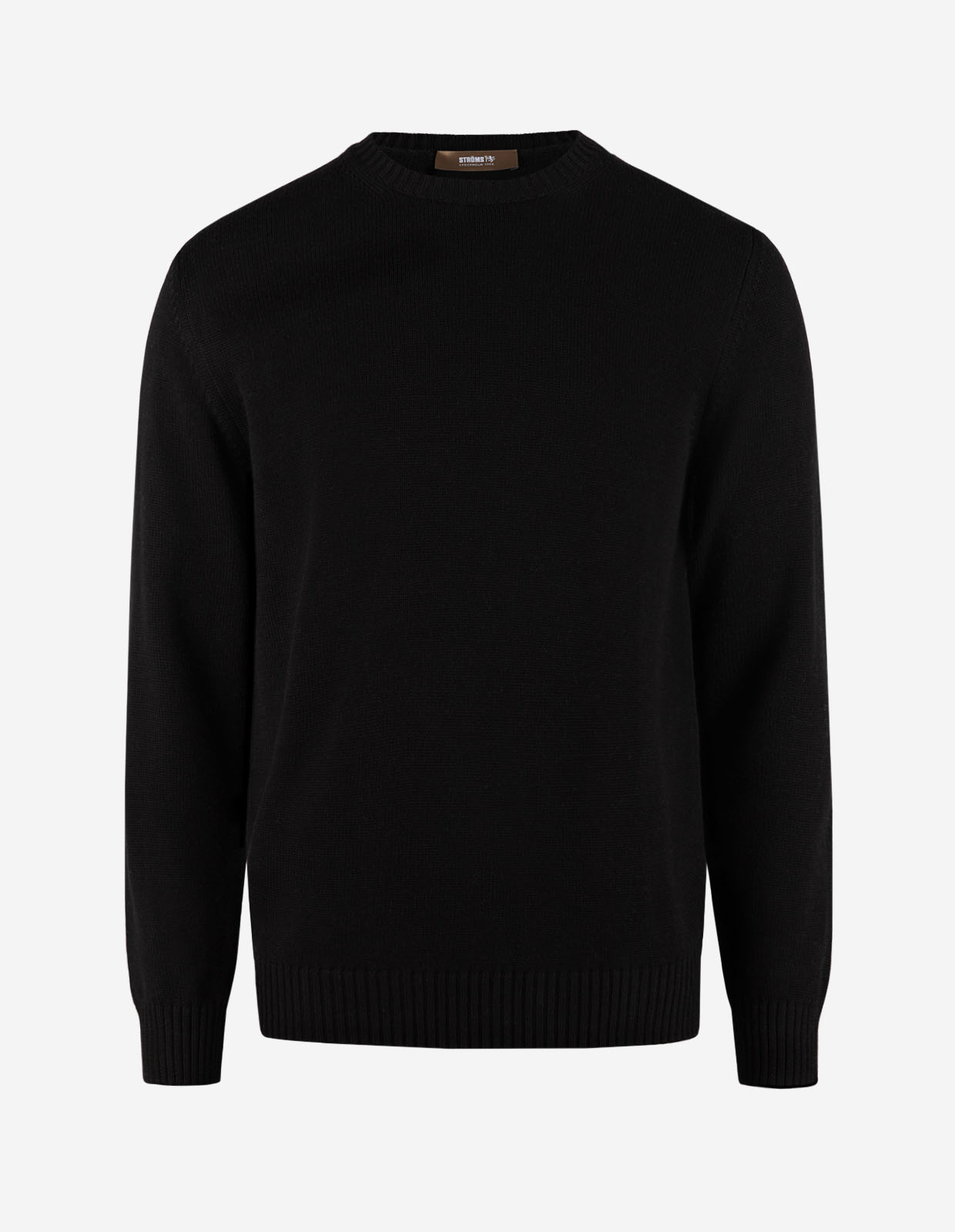 Rundhals Chunky Tröja Bomull Svart