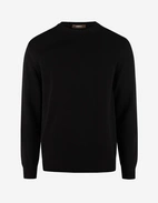 Rundhals Chunky Tröja Bomull Svart