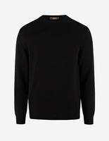Rundhals Chunky Tröja Bomull Svart