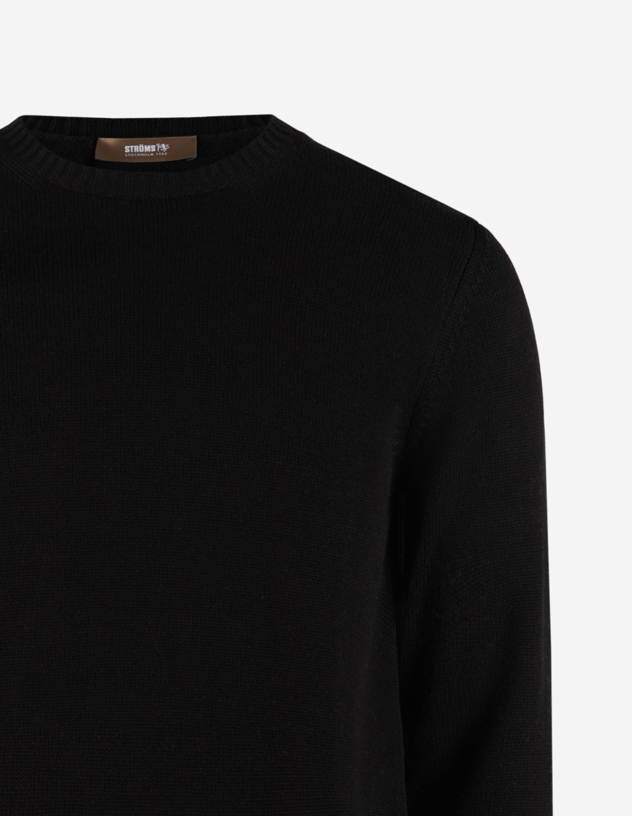 Rundhals Chunky Tröja Bomull Svart