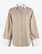 Klassisk Skjorta Beige Randig