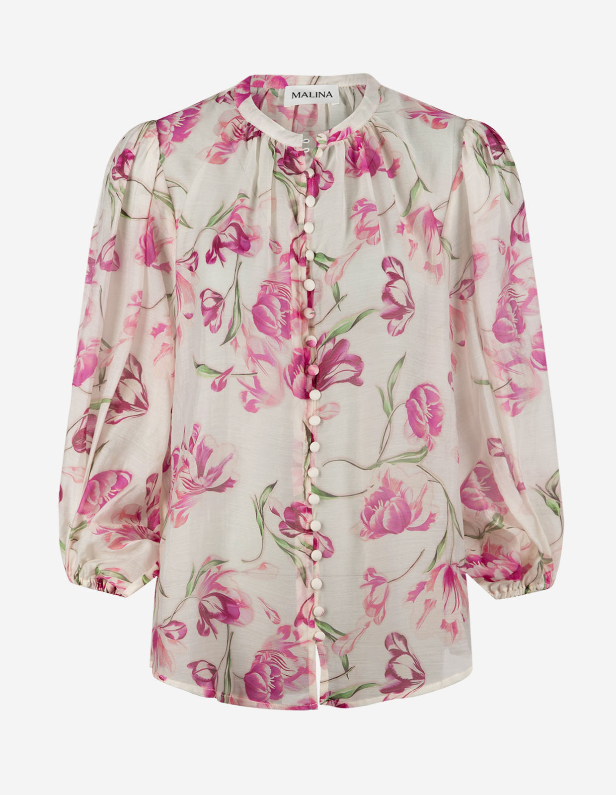 Minoa Blus Vit/Rosa Blommig
