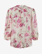 Minoa Blus Vit/Rosa Blommig