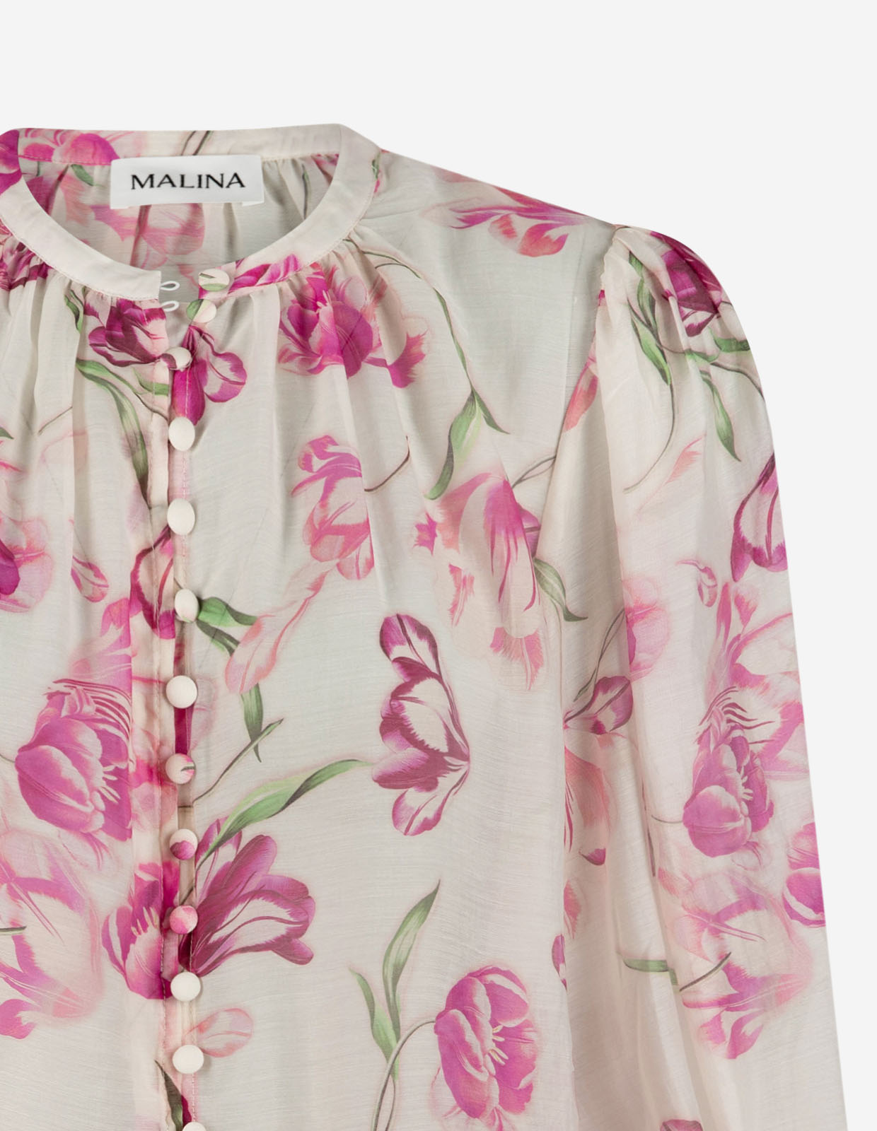 Minoa Blus Vit/Rosa Blommig