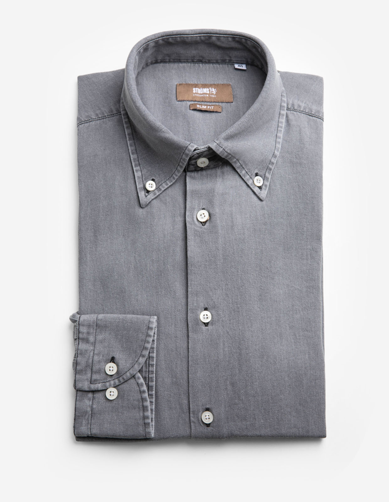 Slim Fit Skjorta Denim Grå