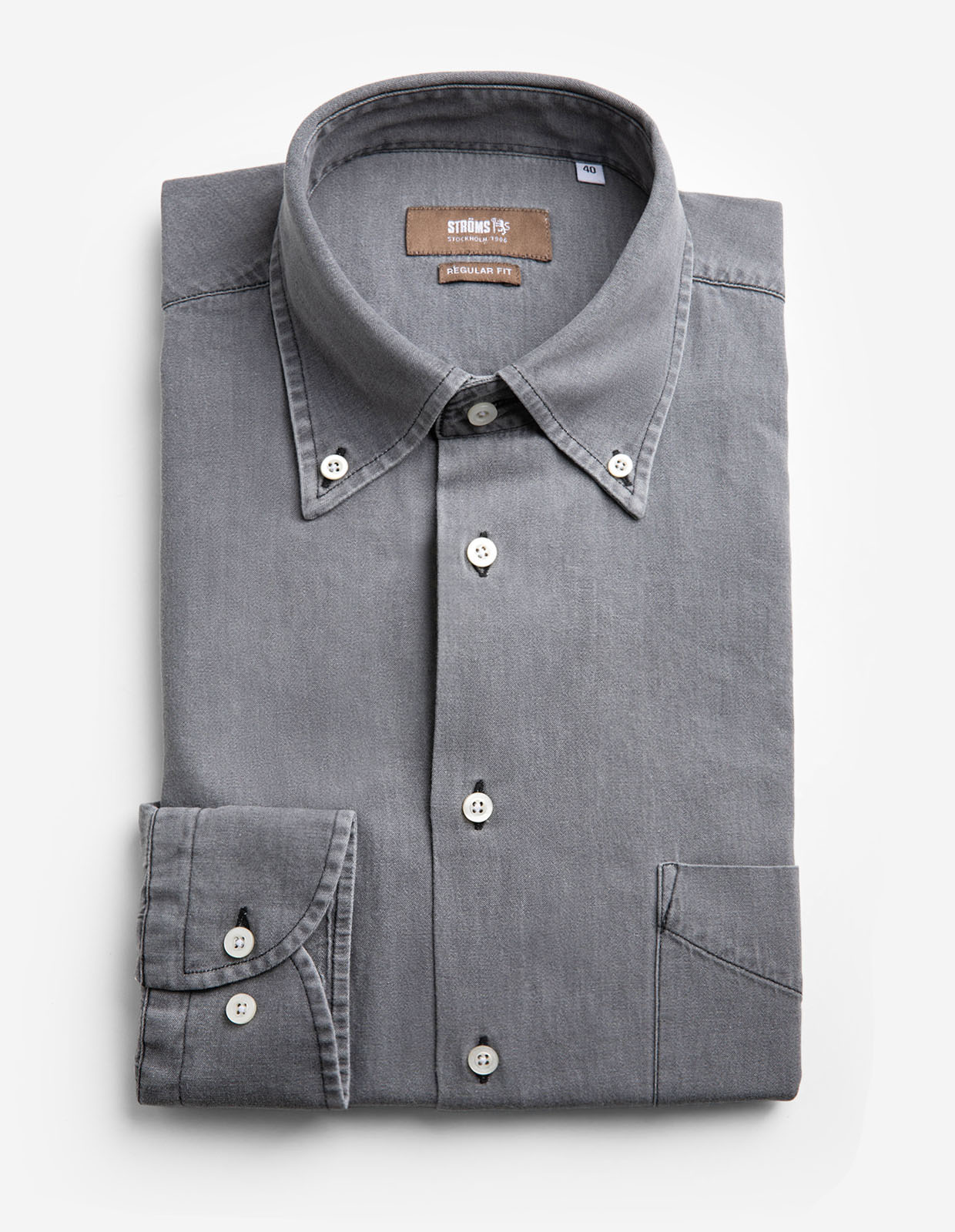 Regular Fit Skjorta Denim Grå