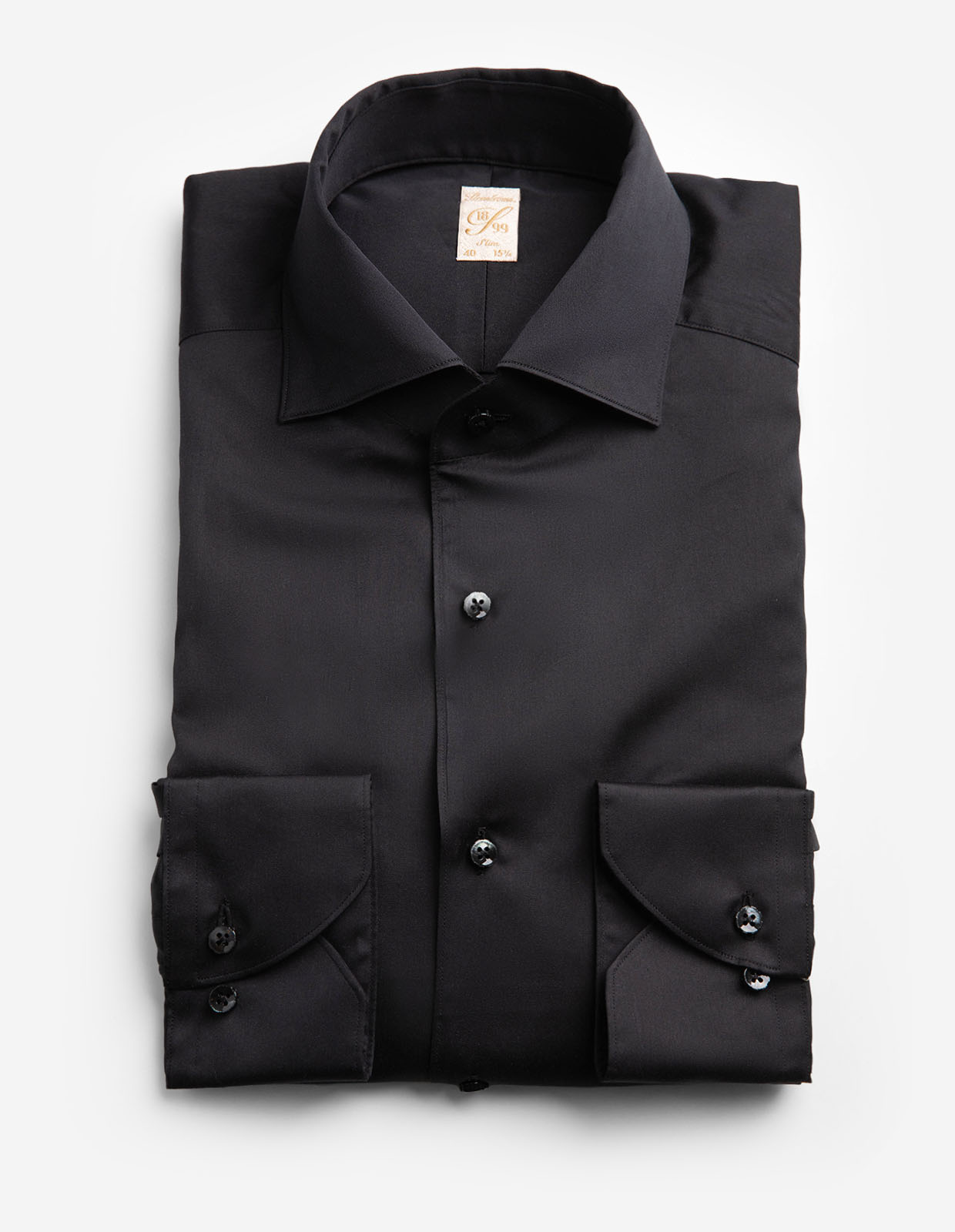 1899 Slim Skjorta Bomull Siden Svart