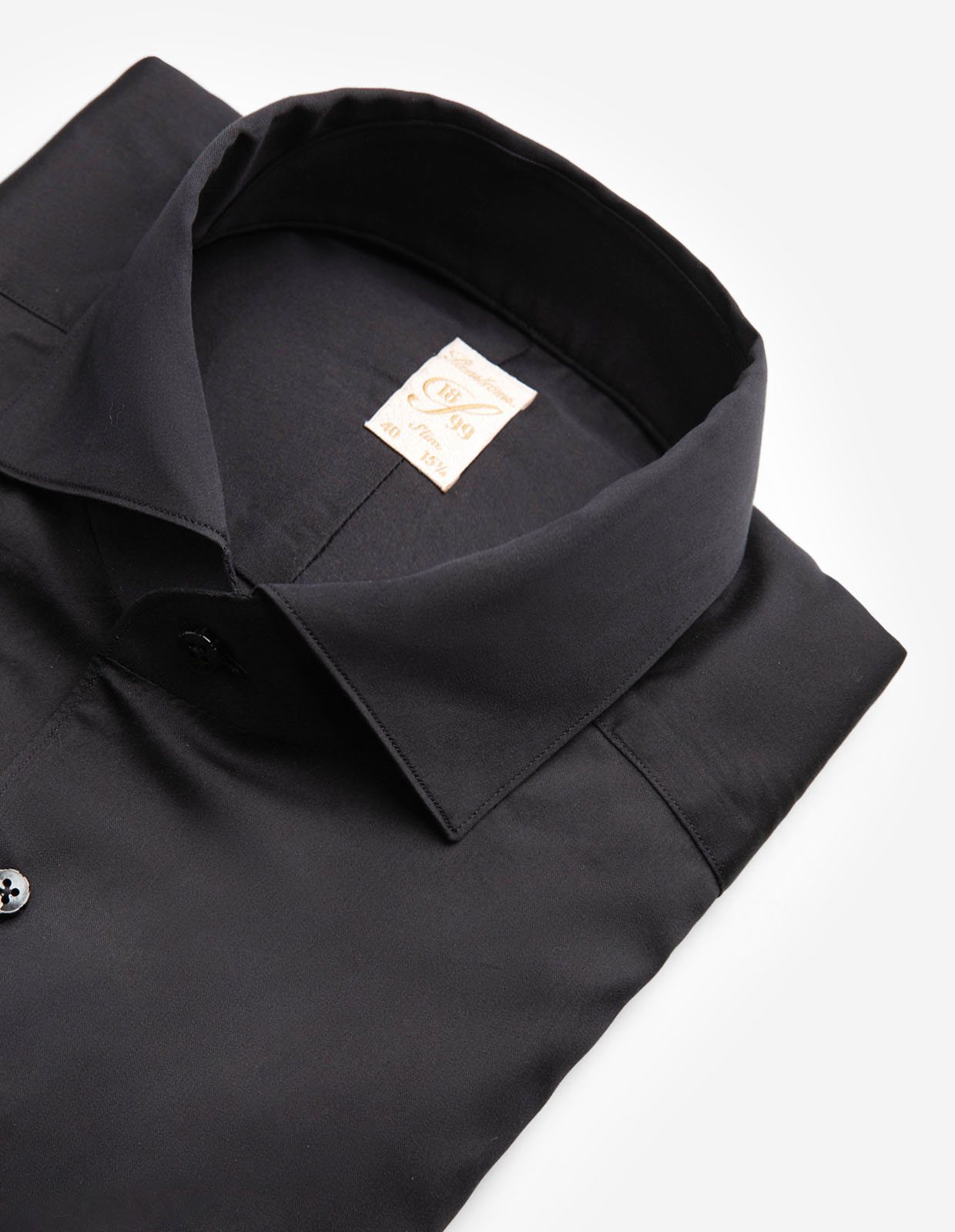 1899 Slim Skjorta Bomull Siden Svart