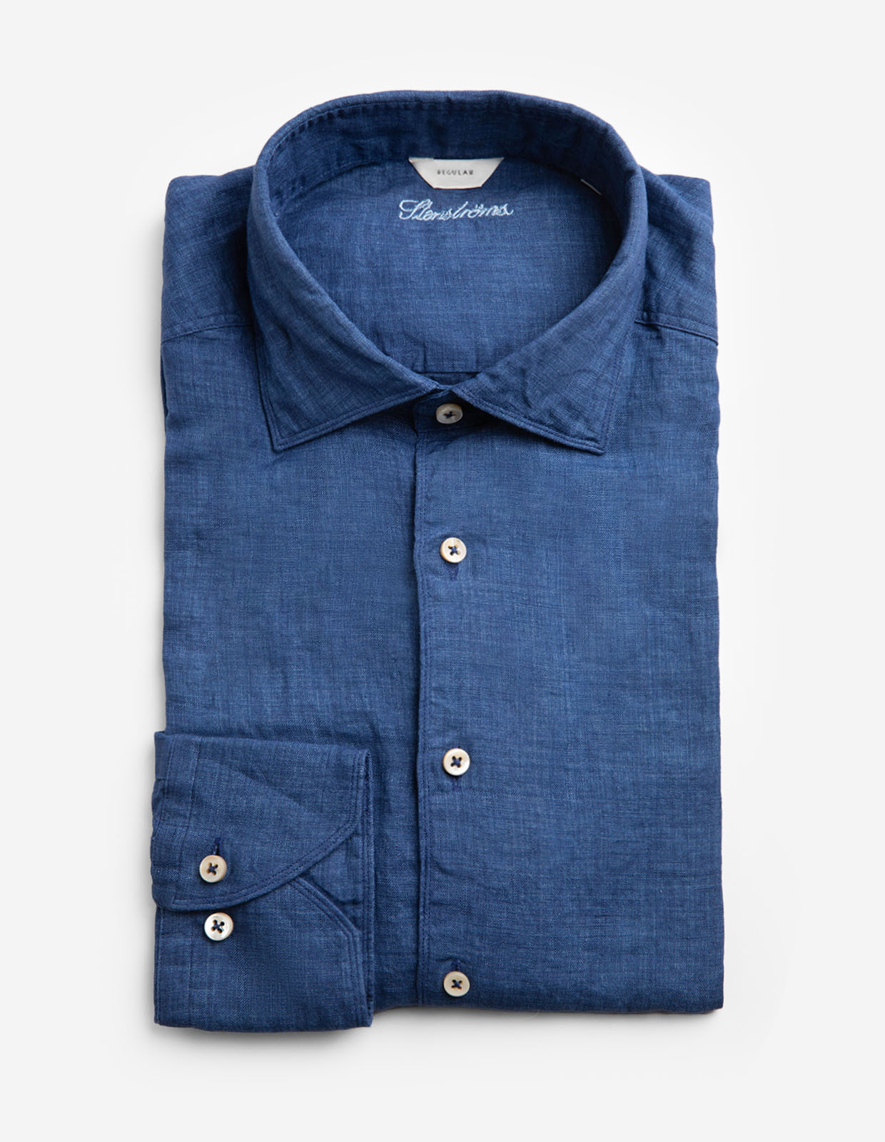 Regular Skjorta Linne Indigoblå