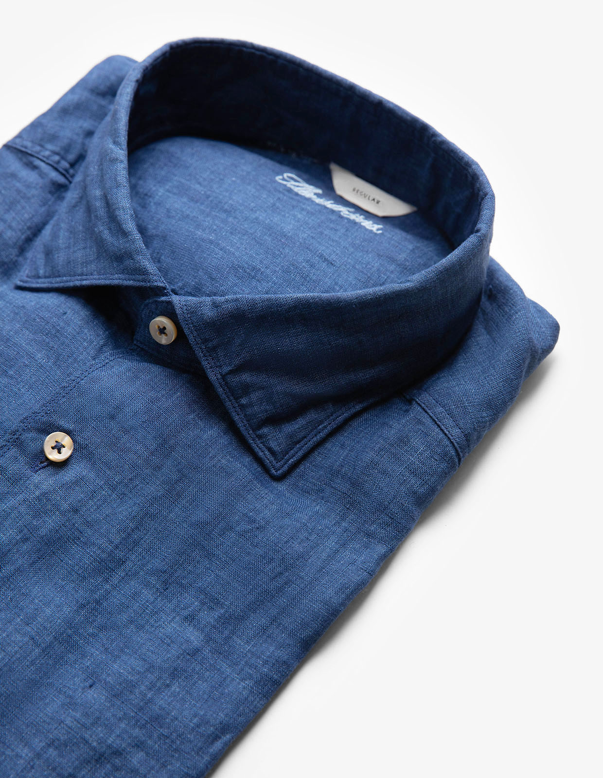 Regular Skjorta Linne Indigoblå