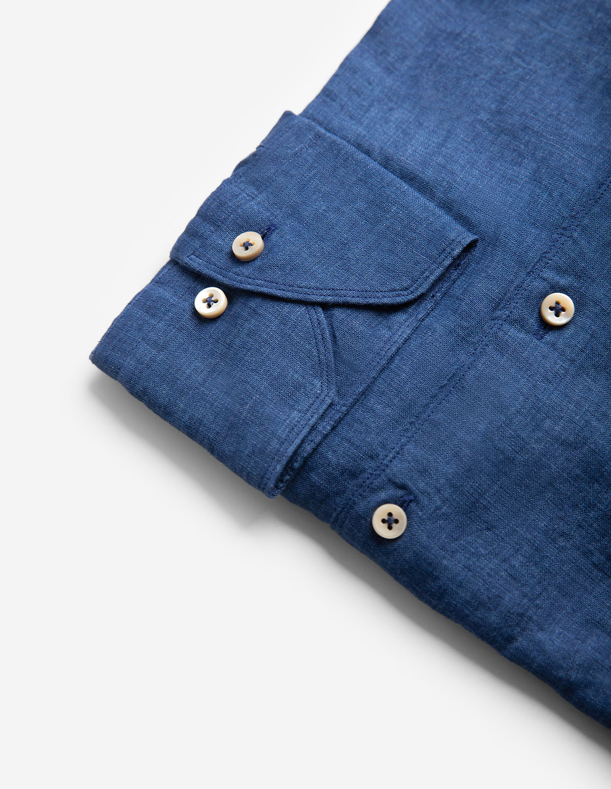 Regular Skjorta Linne Indigoblå