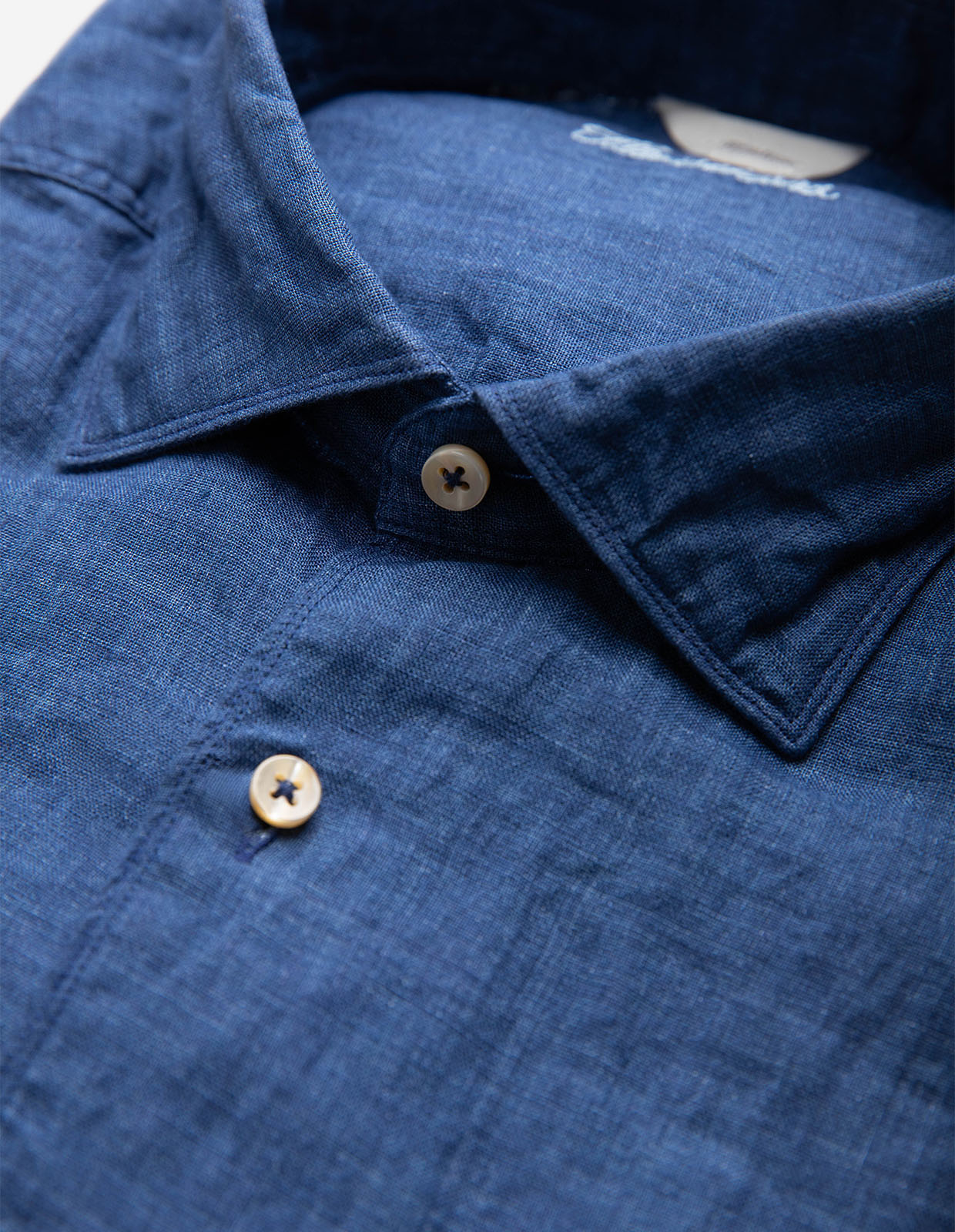 Regular Skjorta Linne Indigoblå