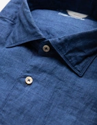 Regular Skjorta Linne Indigoblå