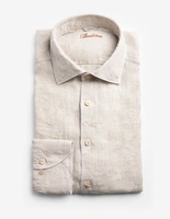 Regular Skjorta Linne Ljusbeige