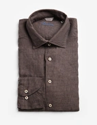 Regular Skjorta Linne Brun